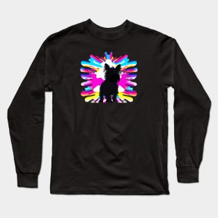 Australian Terrier Dog Gouache Ink Explosion Artwork Long Sleeve T-Shirt